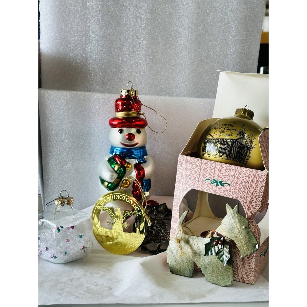 Christmas Lot Of‎ Ornaments Washington Dc Colonial Williamsburg Snowman Scottie